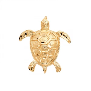 14K Solid Yellow Gold Turtle Pendant - Good Luck Lucky Necklace Charm Women Men - Picture 1 of 2