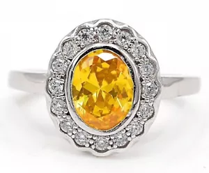 2CT Treated Yellow Sapphire & Topaz 925 Solid Sterling Silver Ring Sz 7 &6-6 - Picture 1 of 2