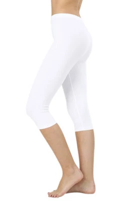 Leggings capri básicos elásticos de algodón suave sin costuras para mujer Foto 1 de 4