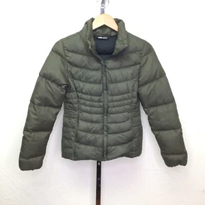 North Face Womens Small Green 550 Puffer Jacket Coat Full Zip Pockets S/P Goose - Picture 1 of 13