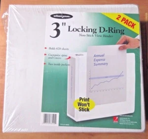 2 Pack Wilson Jones White Locking D-Ring 3" Binder11"x12" Non Stick View Binder - Picture 1 of 6