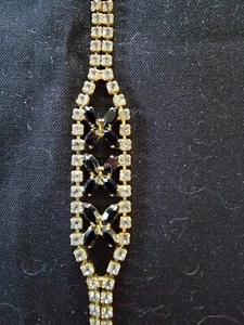 Sparkling Black Stone And Cz Bracelet By Trifari - Picture 1 of 2