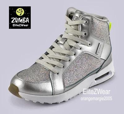 ZUMBA 高帮鞋 运动鞋 Street BOSS 银色闪光面板皮革 — 第 1/4 张图片