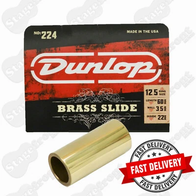 JIM DUNLOP J224 BRASS GUITAR SLIDE. HEAVY WALL. BRIGHT RESONANT TONE  -NEW - image 1 of 3