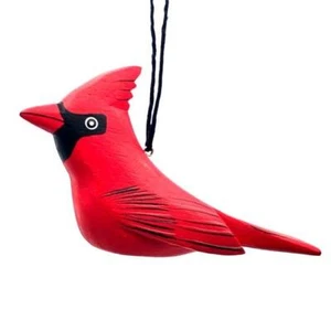 Red Cardinal Bird Ornament Balsa Wood Fair Trade Handmade Nicaragua - Picture 1 of 1