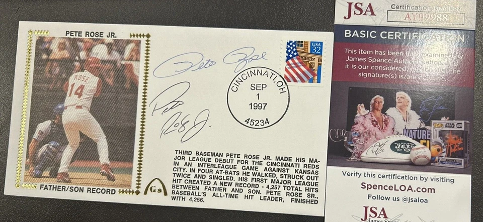 RARE Autographed Gateway Envelope by PETE ROSE & PETE ROSE JR JSA Certified - Image 1 of 1