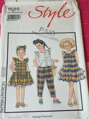 Style Pattern 1586 Girls Cottagecore Dresses Tops Pants Sizes 4 5 6 UNCUT - Image 1 of 3