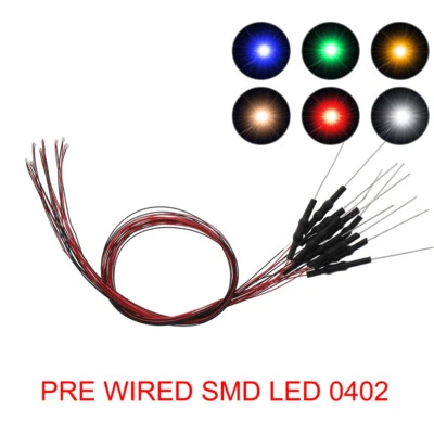 20pcs Pre-wired 32awg Wire SMD LED 0402 Lights Lamps Free Resistors L0402 - Image 1 of 4