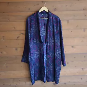 Jac & Jack Silk Lettie Floral Kimono Robe Burgundy Boho Gothic Size 14 Unisex - Picture 1 of 8
