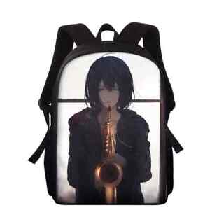 Saxophone Girl Backpack Boy Girl Schoolbag Shoulder Satchel Bookbags School Bag