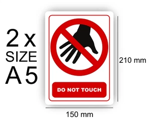 Warning Do Not Touch Self Adhesive Vinyl Sign Waterproof A5 Pack of 2 - Foto 1 di 2