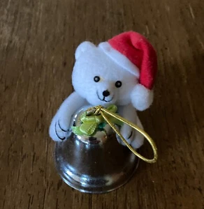CHRISTMAS BEAR HUGGING A BELL (Y994) - Picture 1 of 3