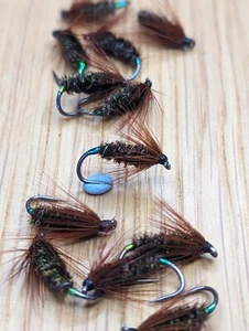 Fly Fishing,trout flies(Coch-y-bonddu Wet Fly)π12 pieces Barblessπ,NEW 14,S - Picture 1 of 2