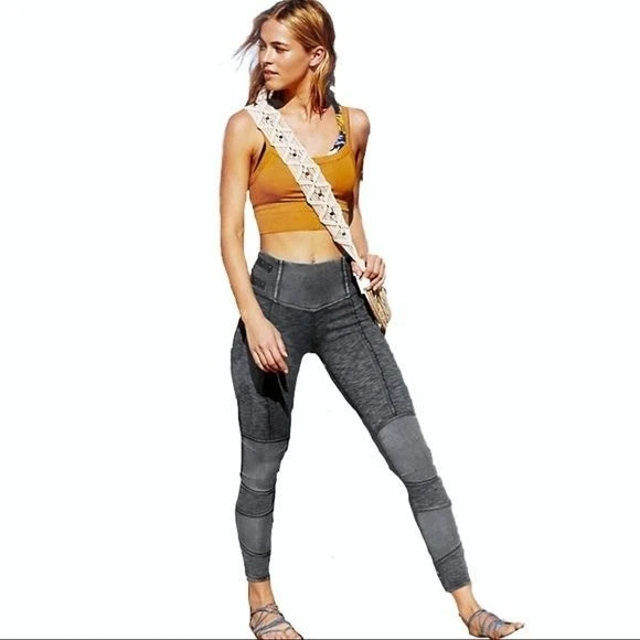 Free People Movement Catch Me If You Can Gray Moto Leggings Size S - Image 1 of 4