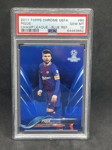 Gerard Pique 2017-18 Topps Chrome UCL Blue  Refractor /150 PSA 10 Gem 💎 - Picture 1 of 2