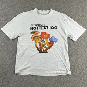 Triple J Hottest 100 T-Shirt Mens M Mushroom Graphic Tee White Recycled - Foto 1 di 24