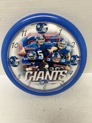 Vintage NFL New York Giants 10” Relógio de Parede Plástico Redondo Tiki Barber Strahan - Imagem 1 de 4