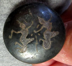 ANTIKER STERLINGSILBER OHRRING MIT FIGUREN EXOTISCHER KLEIDUNG ENDE 1800ER -1900er - Bild 1 von 9