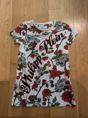 Camisa Philipp Plein Junior Hermanas de Sangre Estrás Cerezas Rosas Estilo Y2K S  Foto 1 de 4