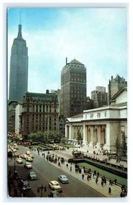Cartolina d'epoca 1953 New York Public Library & Empire State Building - Foto 1 di 2