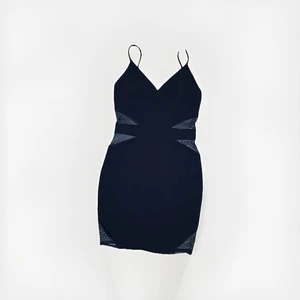 B. Darlin Women's Black Illusion Bodycon Lined 7/8 Dress W/adjustable Straps - Picture 1 of 4