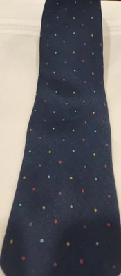 Colours by Alexander Julian Tie 100% Silk Navy Blue with Polka Dots - Image 1 of 4