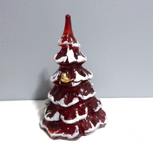 Fenton Glas 6" Weihnachtsbaum Figur rot mit goldenem Vogel - Bild 1 von 9