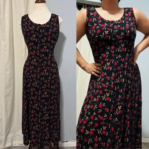 Maxi Vestido Calado Floral Cuello Redondo Sin Mangas Años 90 Para Mujer M - Imagen 1 de 14