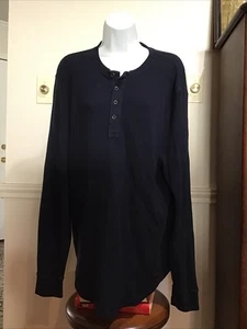 Abercrombie & Fitch Men's Henley Waffle Shirt Sz XXL Long Sleeve Navy Blue 2XL - Picture 1 of 14