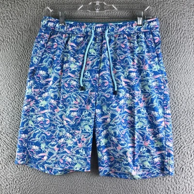NWT Peter Millar Seaside Swim Trunks Mens Medium Blue Fish Print Tropical Lined - Image 1 of 4