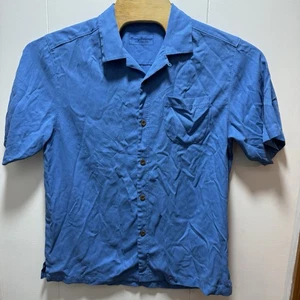 Tommy Bahama Mens Silk Polyester Button Up Shirt Size Medium Solid Blue Sample - Picture 1 of 7