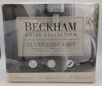 Beckham Hotel Collection King/California King Duvet Cover 3pc Set - White - NEW - Image 1 of 4