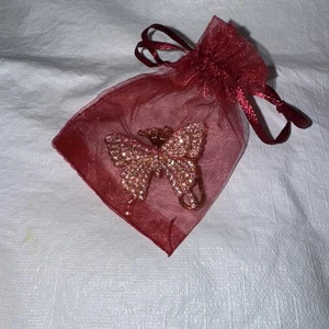 gold butterfly keychain with diamond insert ring - Imagen 1 de 3