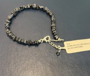 Sterling Silver Bracelet With Natural Sapphire Adjustable New - Picture 1 of 3