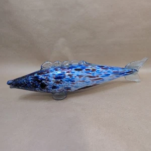 Vintage Romanian Glass Multi Coloured Hand Blown Fish Sculpture Figurine 14.5" M - Picture 1 of 7