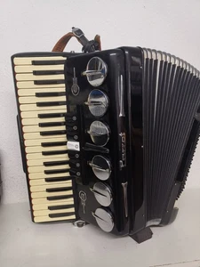 Beautiful Black Accordion Sax Flaps 120 Bass - Picture 1 of 10