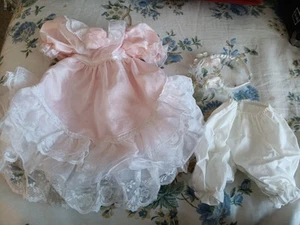 Vestido Muñeca Vintage Rosa Blanco Encaje Con Diadema Calzoncillos - Imagen 1 de 6