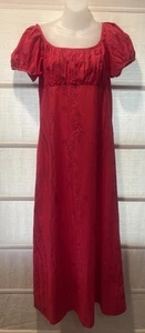 Mamo Howell rot tropische Blätter Lei Muu Muu Maxikleid ~ XS ~ EUC ~ siehe Beschreibung - Bild 1 von 11