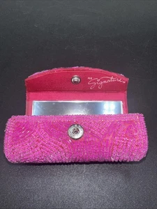 Estuche de lápiz labial rosa con cuentas MARY KAY MK Signature espejo brillo labial cartera viaje - Imagen 1 de 5
