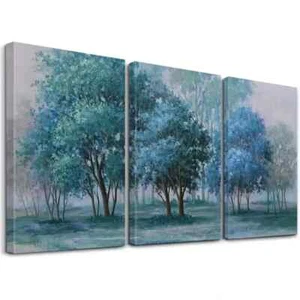 3pcs Modern Serene Landscape Forest Trees   Wall Art Canvas Framed 50x70cm - Picture 1 of 3