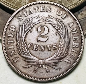 1869 Two Cent Piece 2C Ungraded Choice Civil War Era US Copper Coin CC24208 - Picture 1 of 5