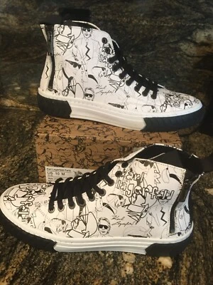 NUEVO Para Hombres Karl Lagerfeld Paris Cremallera Alta Tenis Zapatos Talla 10 Foto 1 de 4