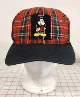 Disney Mickey Mouse Gorra a Cuadros Sombrero Rojo Ajustable Snapback Bordado  Foto 1 de 4