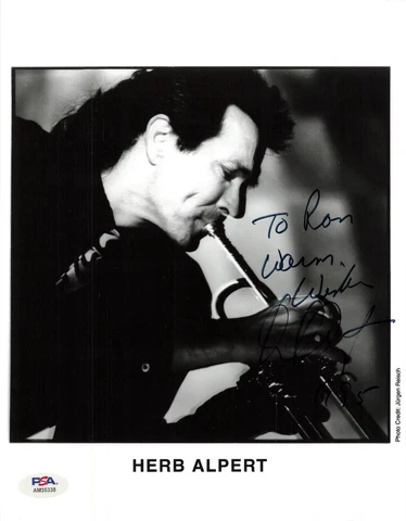 Herb Alpert Musician Trumpeter Signed Autograph 8 x 10 Photo PSA DNA Cover