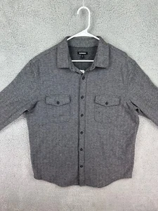 Express Shirt Men Large Gray Button Up Stretch Polyester Flannel Soft Preppy New - Picture 1 of 8