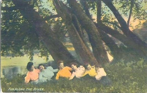 c.1900s Ladies on Each Other's Laps; "Fun Along the River" Lesbian Interest; Exc - Bild 1 von 2