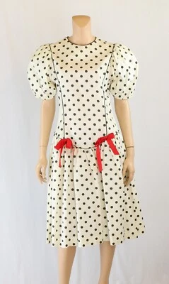 Picture Me Vintage 80s Black & White Polka Dot Party Prom Dress sz 9 - Image 1 of 3