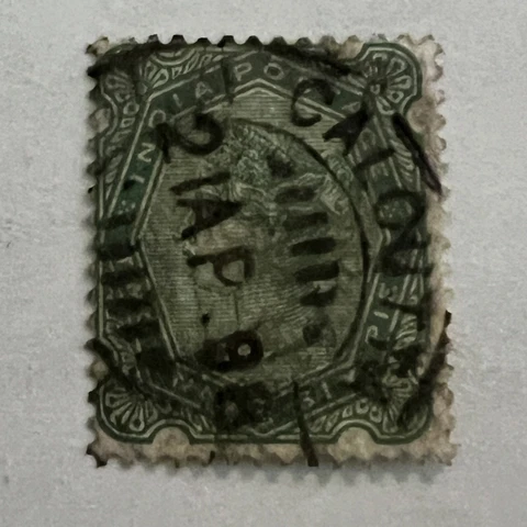 EARLY INDIA STAMP WITH 1898 CALCUTTA DEXAGONAL SON CANCEL Cover