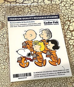 Peanuts Gang Astronauts Reusable Sticker NIP Cedar Fair - Picture 1 of 3