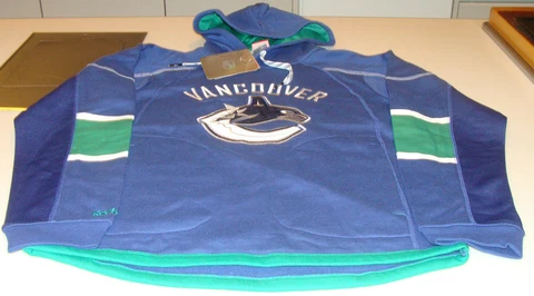 NHL Hockey Reebok Edge Team Jersey Hoodie Hoody Sweatshirt Vancouver Canucks S Cover